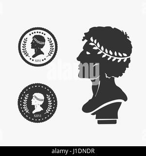 Greek Profile Coin Vector Illustration Stock Vector