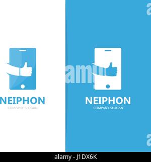 Vector of phone and like logo combination. Mobile and best symbol or icon. Unique social and device logotype design template. Stock Vector