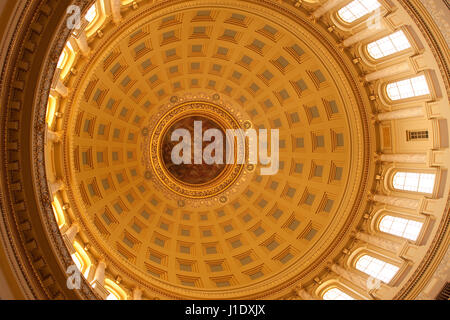 Muraled Ceiling in of the Dome in  the Wisconsin State Capitol in Madison Stock Photo
