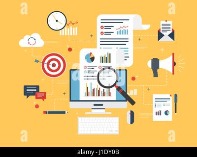 Flat design concepts for business marketing, analytics and strategy in vector design. Stock Vector