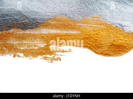Abstract background painted with a brush of gold and silver paint Stock Photo