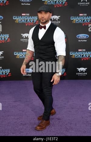 Los Angeles, CA, USA. 19th Apr, 2017. Dave Bautista at arrivals for GUARDIANS OF THE GALAXY VOL. 2 Premiere, The Dolby Theatre at Hollywood and Highland Center, Los Angeles, CA April 19, 2017. Credit: Priscilla Grant/Everett Collection/Alamy Live News Stock Photo