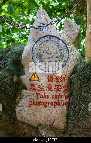 Guizhou Province, China.  Yellow Fruit Tree (Huangguoshu) Waterfall Scenic Area.  Warning to Photographers:  Take Care!  (i.e., don't be distracted). Stock Photo