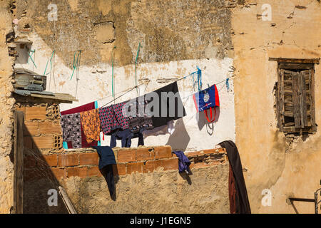 Roofs and terraces over the Jewish cemetery in Fes Medina, Morocco Stock Photo