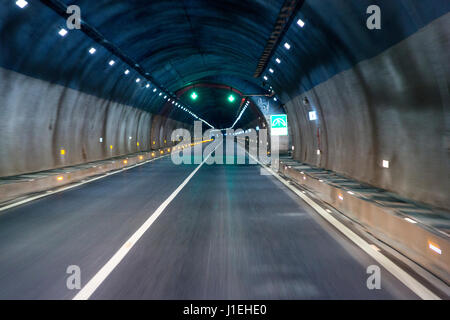 Guizhou, China.  Modern Highway in Guizhou Province, Inside Tunnel. Stock Photo