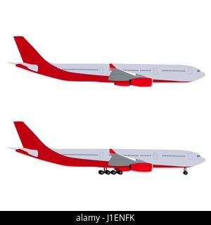Airplane with chassis and airliner without chassis Stock Vector