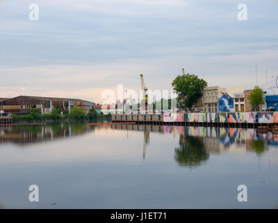 Riachuelo River and La Boca neighbourhood in Buenos Aires, Argentina Stock Photo
