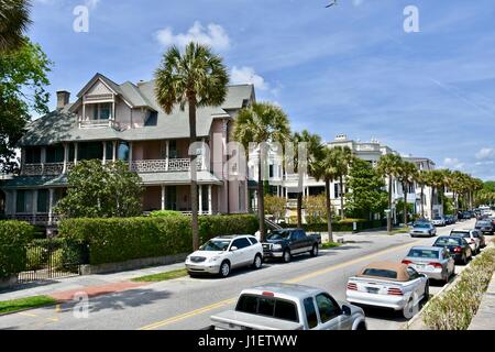 East Battery street Charleston, South Carolina colonial style homes displaying the richest beauty and architecture Stock Photo