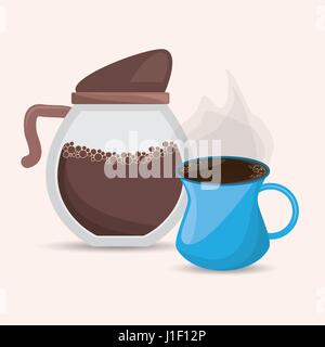 coffee maker and cup delicious design Stock Vector