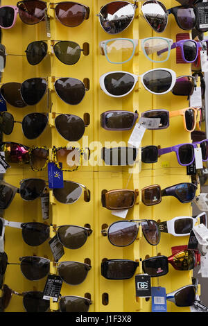 Display rack with sunglasses for sale, Byward Market, Ottawa, Ontario, Canada. Stock Photo