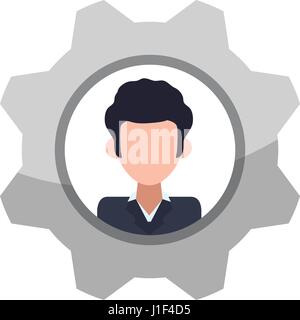 gear frame male faceless picture Stock Vector