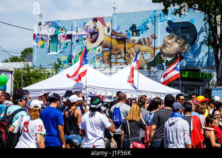 Miami Florida,Little Havana,Calle Ocho Carnaval Miami,annual street festival,carnival celebration,Hispanic Black African Africans,multi ethnic multiet Stock Photo