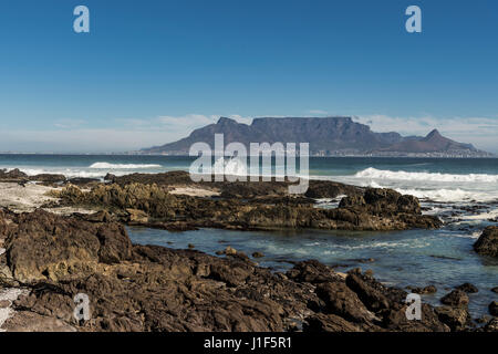 Table Mountain with Cape Town, view from Bloubergstrand, Western Cape, South Africa Stock Photo