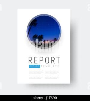 template for the white cover of the flyer, books for advertising business, travel, food. Design brochure with a round element for the photo. photo fro Stock Vector