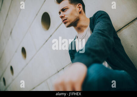 young hipster man serious Stock Photo