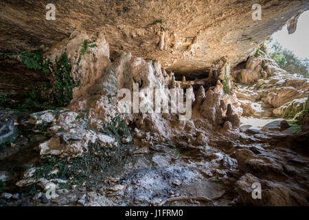 Oman; Cavern in Al Hajar Mountains range at Jebel Shams Stock Photo