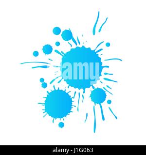 Turquoise blue vivid vector watercolor paint drops on white Stock Vector