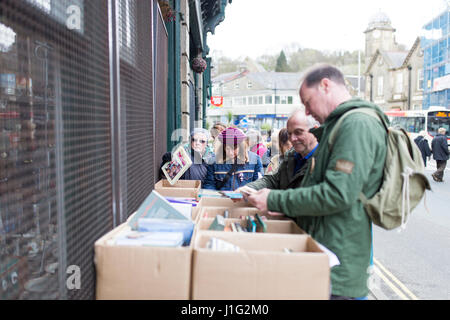 second hand books for sale outside a shop in Bacup , Lancashire Stock Photo