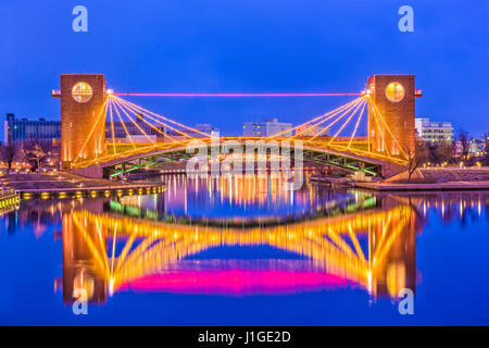 Toyama, Japan park and bridge skyline. Stock Photo