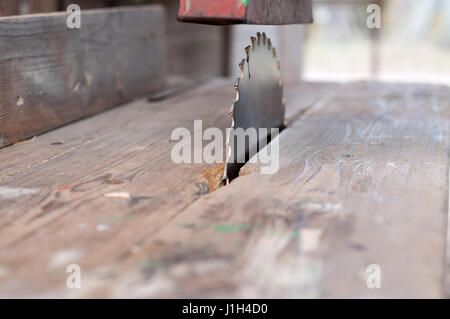 Old machine table saw,circular saw for wood work. Stock Photo