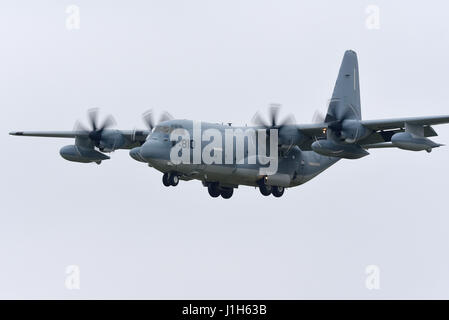 United States Marine Corps Lockheed Martin KC130J tanker serial 165810 of VMGR-252, home based at Cherry Point seen at RAF Mildenhall, UK Stock Photo