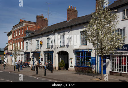 Hotel and high street in Hungerford, Berkshire, England Stock Photo