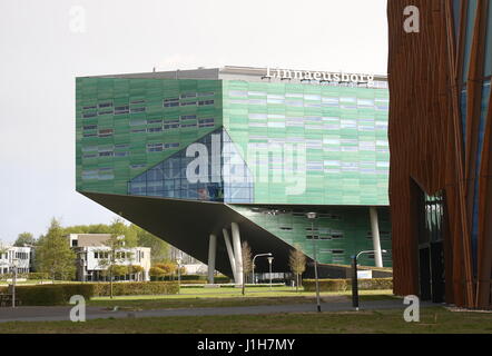 Linnaeusborg building, Faculty of Science & Engineering, Zernike University campus, Groningen, Netherlands. In foreground new Energy Academy building Stock Photo