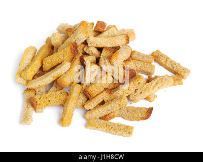 Croutons of bread isolated on white background Stock Photo