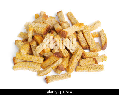 Croutons of bread isolated on white background Stock Photo