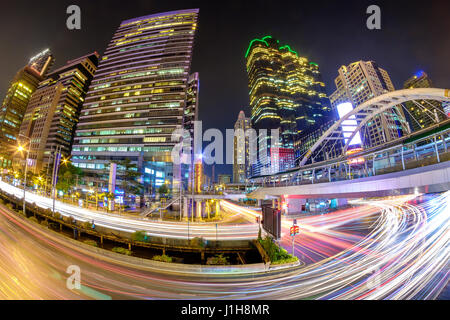 Bokeh Traffic at Night Stock Photo