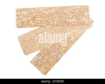 Slices of crisp bread isolated on white background Stock Photo