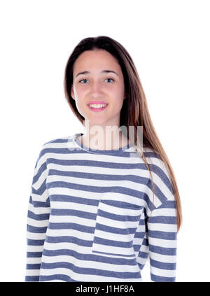 Pretty teenager girl with sixteen years old looking up isolated on a ...