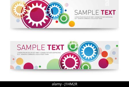Website Headers or Promotion Banners Templates. Customer service gear and bubbles.  Stock Vector