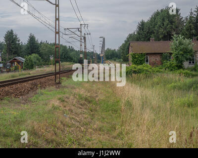 Karpiska, Poland - June 28, 2016: View over  railway tracks and railway station Stock Photo