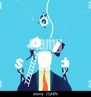 Change of mind concept business illustration, businessmen team helping with new creative ideas. EPS10 vector. Stock Vector