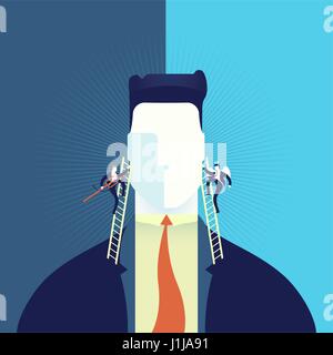 Businessman making hard decision with angel and demon in head, business concept illustration. EPS10 vector. Stock Vector
