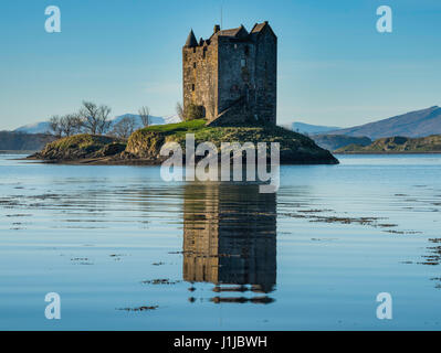 Castle Stalker in Loch Linnhe, Highlands, Glencoe, Scotland Stock Photo