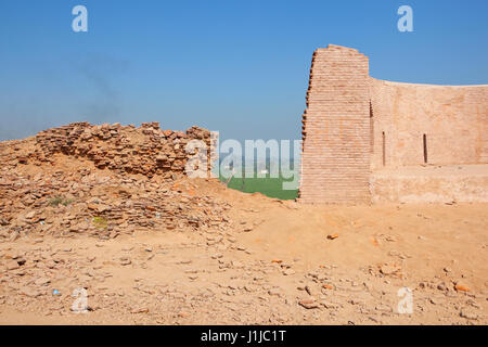 restoration work at the historical site of bhatner fort hanumangarh rajasthan india overlooking the countryside under a clear blue sky Stock Photo