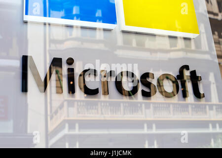 SYDNEY, AUSTRALIA - JANUARY 23, 2017: Detail of Microsoft store in Sydney, Australia. Microsoft is an American multinational technology company headqu Stock Photo