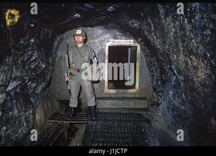 South Korean guarding tunnels built by North Korea in the early 70s..In all 4 tunnels were built by the North Koreans and only detected in 1974., Korean Dimilitarized Zone, DMZ Line Stock Photo