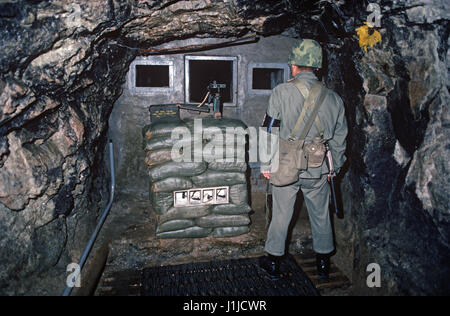 South Korean guarding tunnels built by North Korea in the early 70s..In all 4 tunnels were built by the North Koreans and only detected in 1974., Korean Dimilitarized Zone, DMZ Line Stock Photo