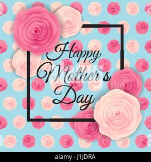 Happy Mother s Day Cute Background with Flowers. Vector Illustra Stock Vector