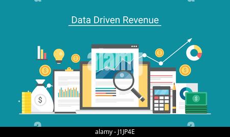 Concept of data driven revenue - vector illustration - web banner and infographic Stock Vector