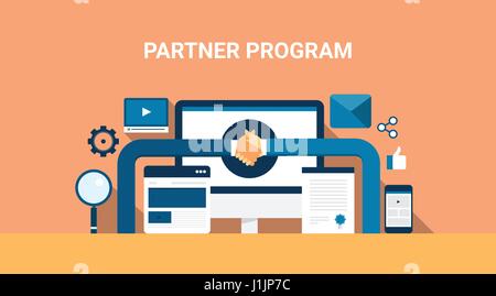 Affiliate marketing - network marketing - partnership program - web banner style - vector illustration Stock Vector