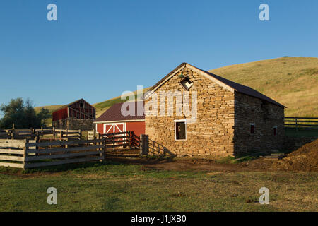 Corral And Old Stone Barn Nelson Ranch Great Falls Mt Stock