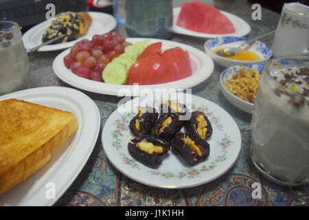Iftar breakfast meal for Muslim fasting month of Ramadhan Stock Photo