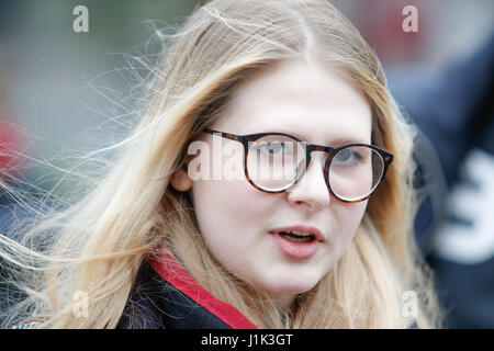 Bydgoszcz, Poland. 21st April, 2017. Agata Polcyn, journalist for the countrys second largest newspaper Gazeta Wyborcza and initiator of a rally against domestic abuse by a local politician. Credit: Jaap Arriens/Alamy Live News Stock Photo