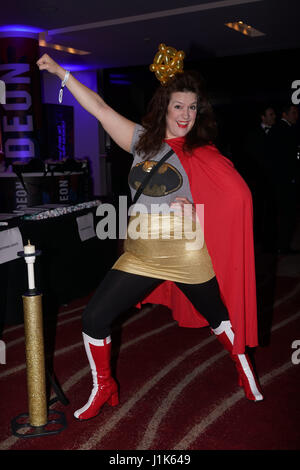 Westminster, UK. 20th Apr, 2017. Two ladies dress as Supergirl attends The annually National UK Blog Awards at Park Plaza Westminster Bridge, London. by See Li Stock Photo