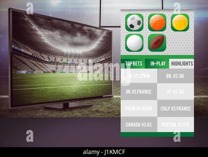 Digital composite of Betting App Interface television Stock Photo