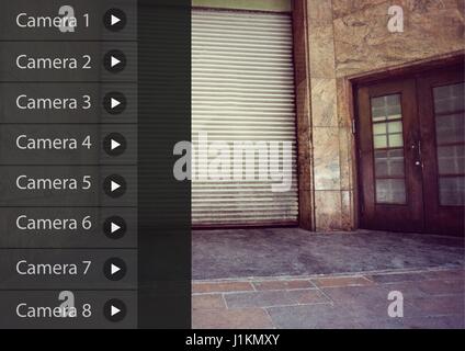 Digital composite of Security camera App Interface warehouse storage Stock Photo
